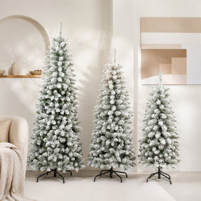 Ensemble de 3 arbres de Noël artificiels en flocons avec lumières, 4 pi 5 pi 6 pi, arbre de Noël