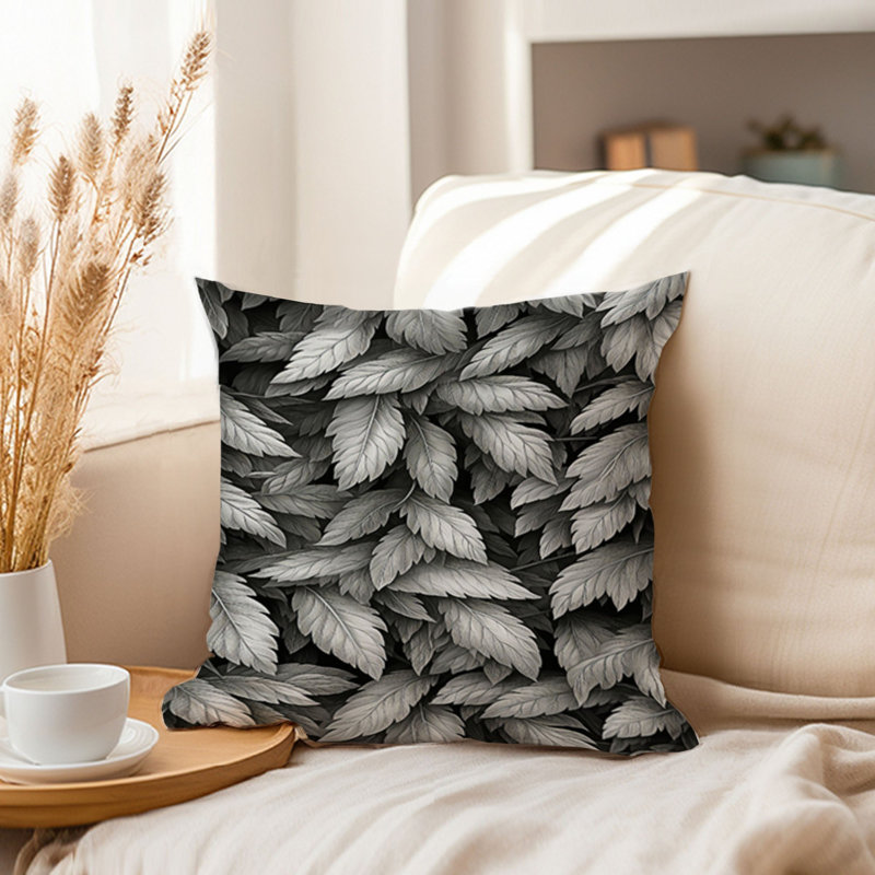 Botanical Black & White Leaves Modern, 20"H x 20"W