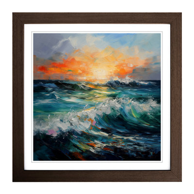 Ocean Palette Knife Painting No.2 - Single Picture Frame Print on Wood