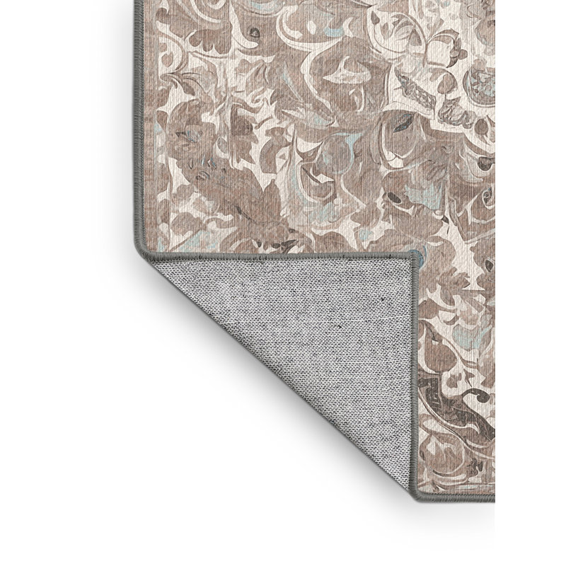 Machine Washable Gray Area Rug, Round 8'