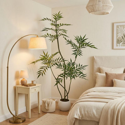 Arbre tropical artificiel en forme de S avec plusieurs tiges pour l'intérieur et l'extérieur