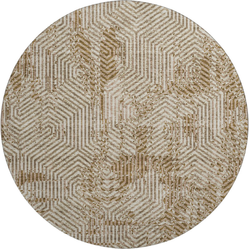 Premium Machine Washable Prisco Mocha Rug, Round 8'