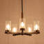 Lustre rond moderne Belser à 5 lumières, intensité variable, avec abat-jour cylindrique en verre bullé pour salle à manger