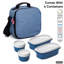Sac à lunch isotherme avec contenants, boîte à lunch doublée thermique, contenants réutilisables résistants aux fuites pour le travail, les voyages et la plage, petit sac à lunch bleu denim avec sangle réglable, facile à nettoyer