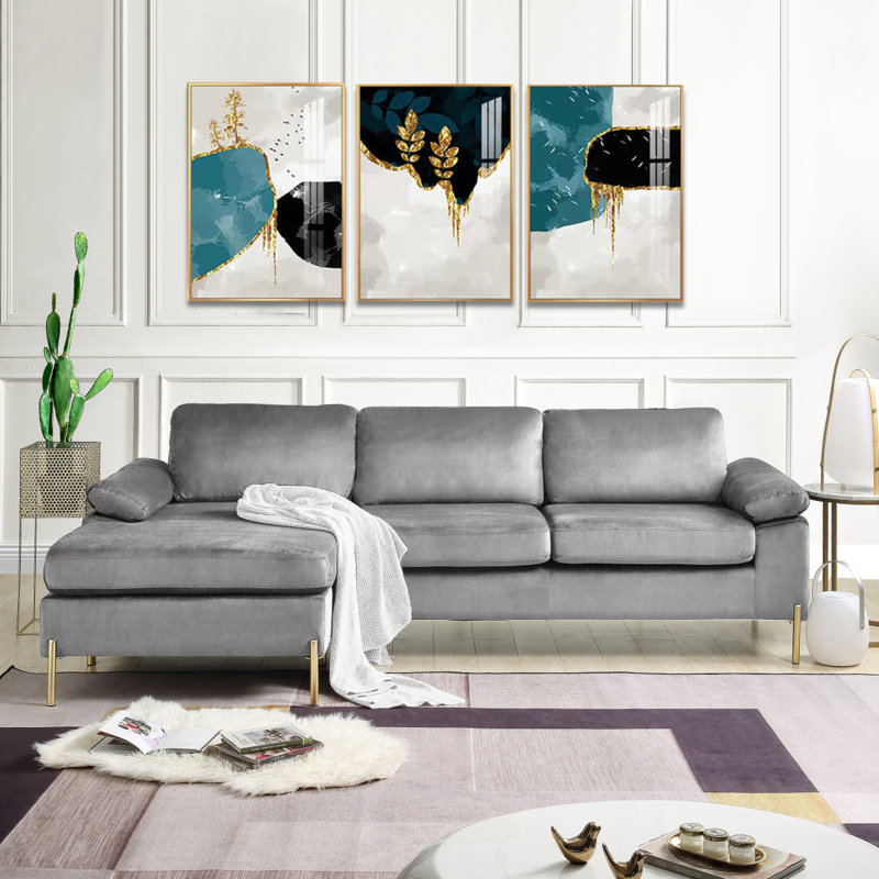 Canapé modulaire moderne en velours avec méridienne Shannon