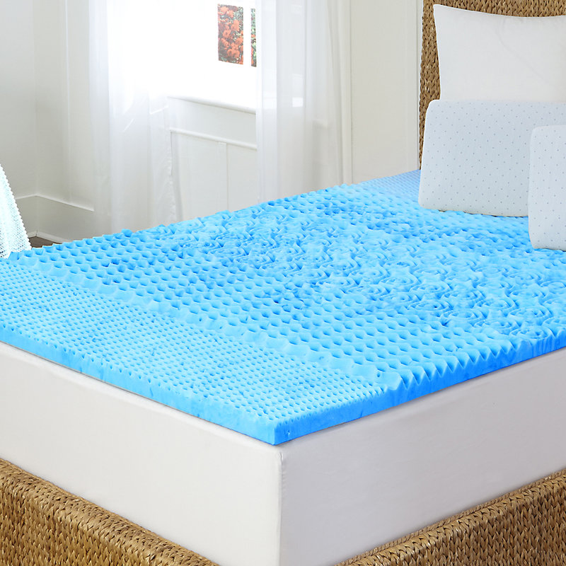 Surmatelas en mousse viscoélastique imprégnée de gel de 1,5 po Garett, Très grand, Bleu