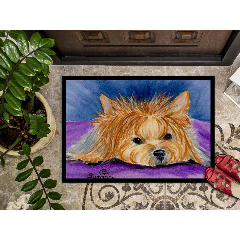 Tapis de porte d’intérieur anti-dérapant yorkie, Rectangle 1 pi 6 po x 2 pi 3 po