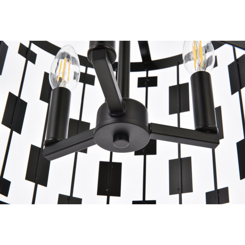 Luminaire suspendu tambour Fritz, Noir, H 11 po x l 14 po x P 14 po, 3 lumières