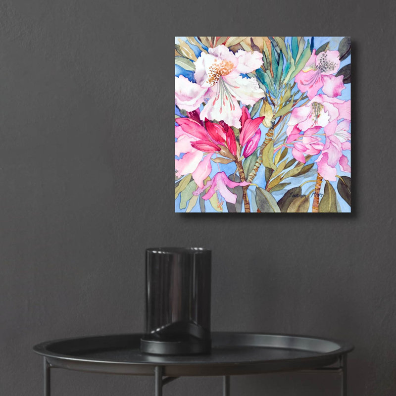 «Rhododendron I» par Sharon Pitts, art mural en verre acrylique, H 12 po x l 12 po x P 0,13 po