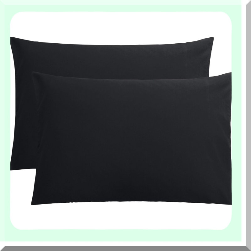 SuperSoft Envelope Closure Pillowcase Set - 2 Pack Microfiber Queen Pillow Cases, 1800 Thread Count, Wrinkle, Fade & Stain Resistant, 20x30, Black