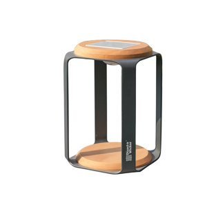 Aluminum Outdoor Solar LED Lantern – Large Size With Teak Accents, IP65 Waterproof, 3-Level Dimmable Light