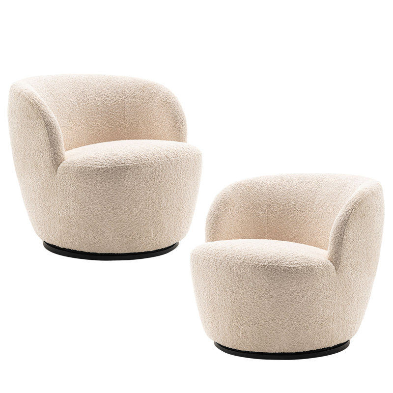Fauteuil demi-tonneau pivotant Nen Boucle, Beige clair