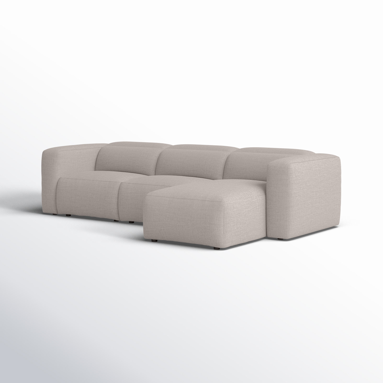 Amed Modular Sofa and Chaise, Right Hand Facing, Gray Polyester Blend