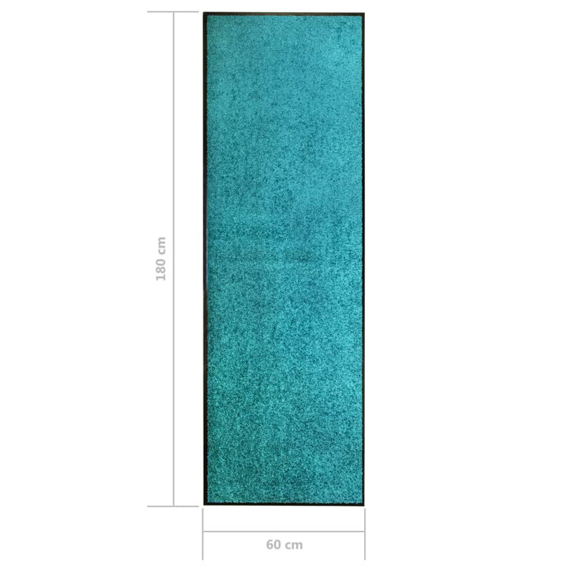 Deirore Non-Slip Indoor / Outdoor Doormat, 0.9cm H x 180cm W x 60cm L, Cyan