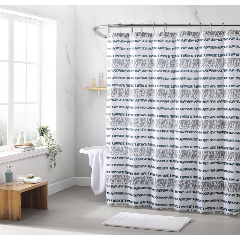 Rideau de douche rayé simple, Marine