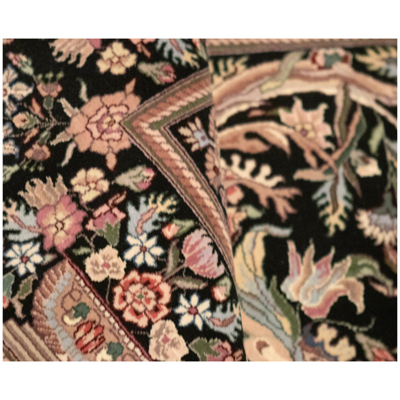 Hand Knotted Wool Oriental Area Rug in Black