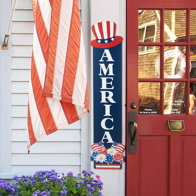 42" Americana Wooden Porch Sign – "AMERICA" Patriotic Décor