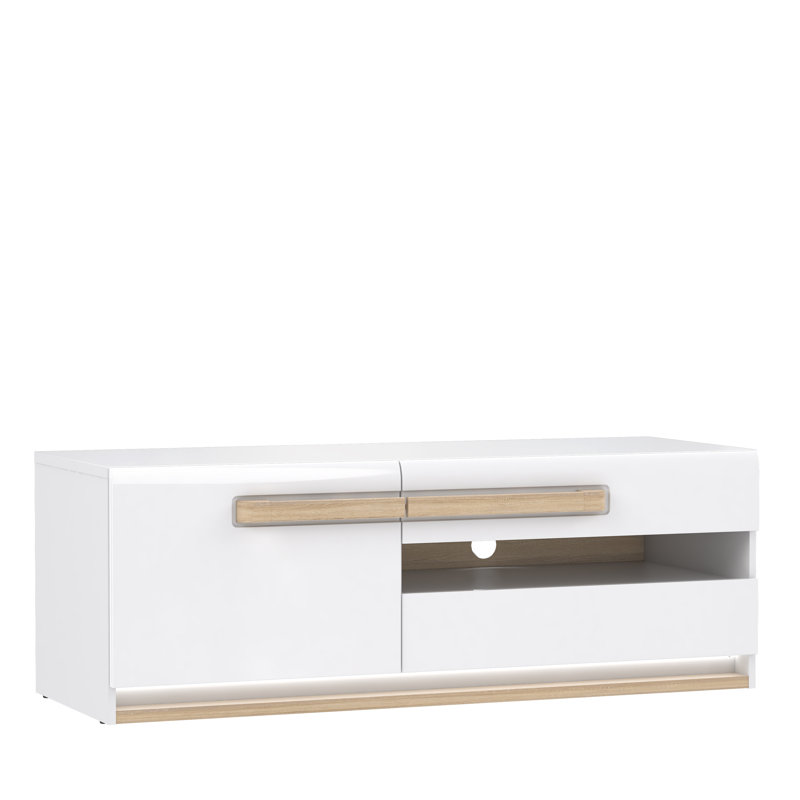 Attention Unfinished TV Stand, Oak/White, 35cm H x 160 cm W x 60 cm D