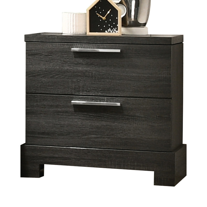 Grey Oak 2 Bedroom Nightstand, Build And Smooth Access Modern Robust Structure Practical Function