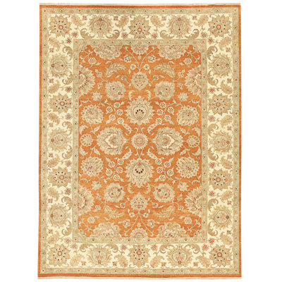 Tapis rouille et ivoire noué à la main de haute qualité