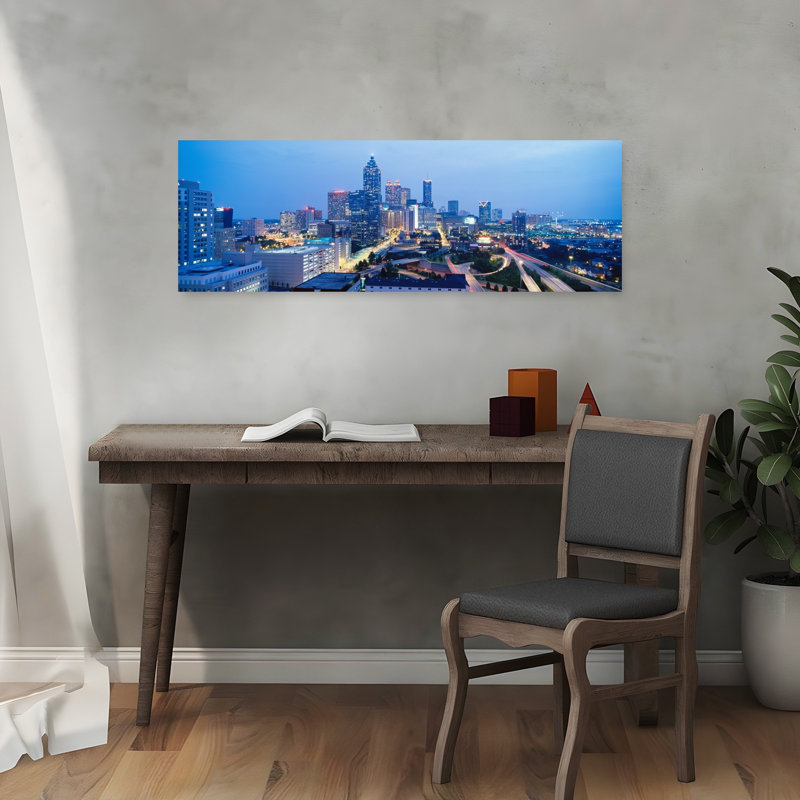 Evening In Atlanta Atlanta Georgia USA 1 Piece Wrapped Canvas Panoramic Wall Art, 30.48 cm H x 91.44 cm W
