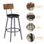 Ensemble de table de bar industriel avec 3 tabourets de bar rembourrés en polyuréthane brun rustique et noir 63 x H 15,7 x H 37,5 H