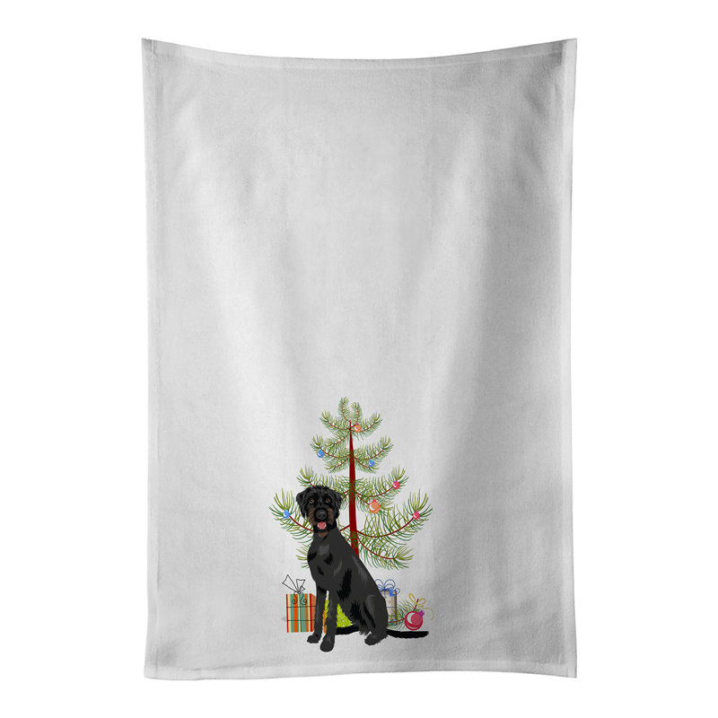 Cotton Tea Towel Kitchen Towel, Doodle Black And Tan