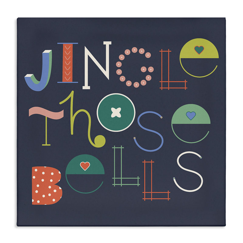 Toile éclectique «Jingle Bells», conception de Sazerelli Designs, H 17 po x l 17 po
