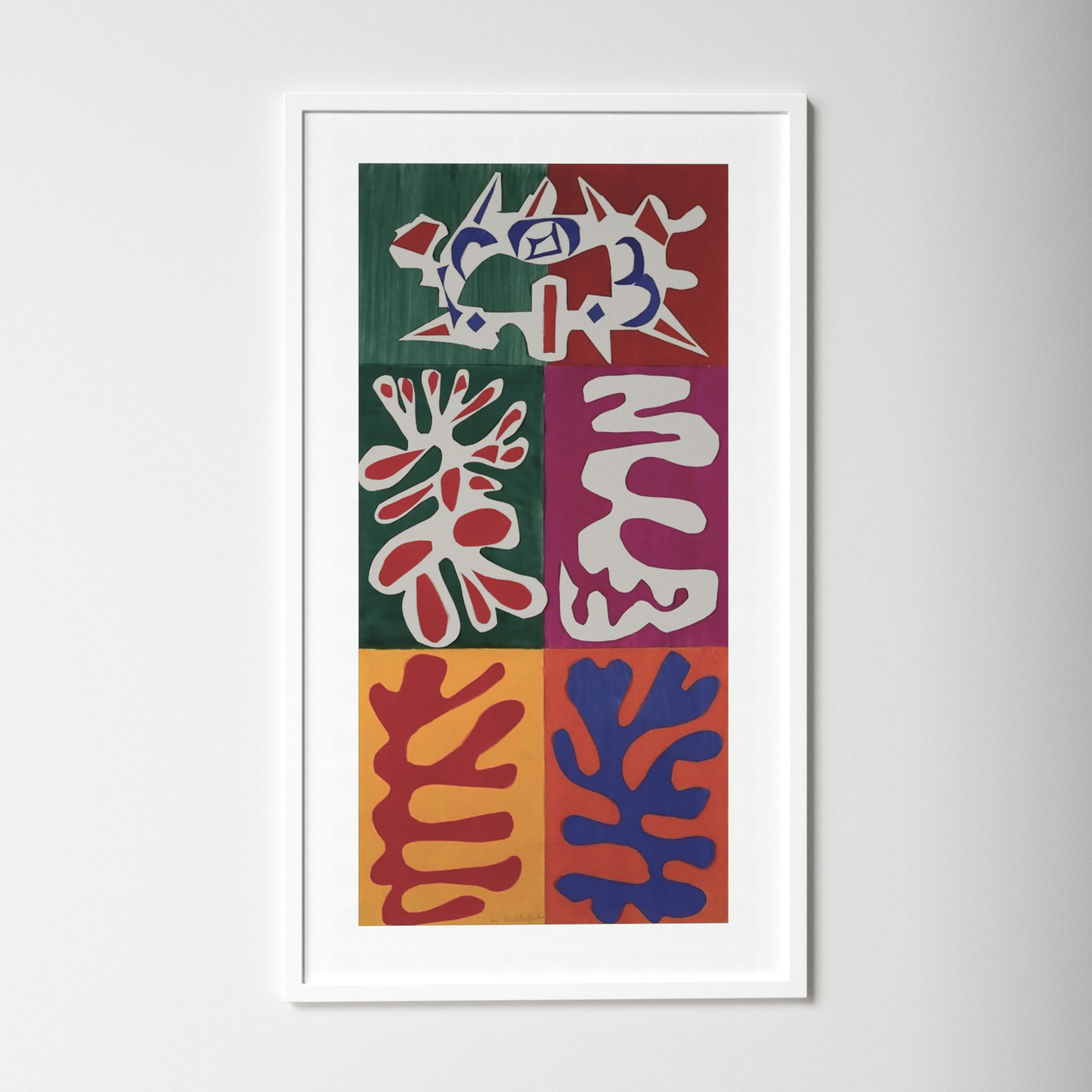 Panel With Mask 1947 by Henri Matisse, 44" H x 25" W, White Framed Paper
