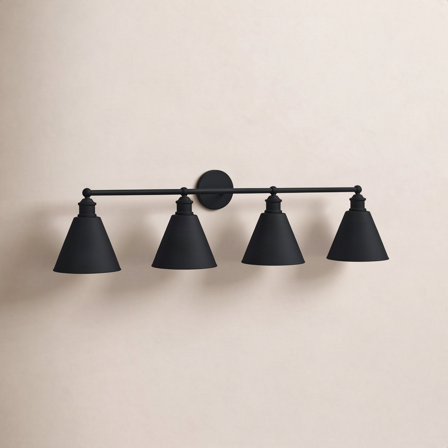 4-Light Dimmable Vanity Light, Matte Black