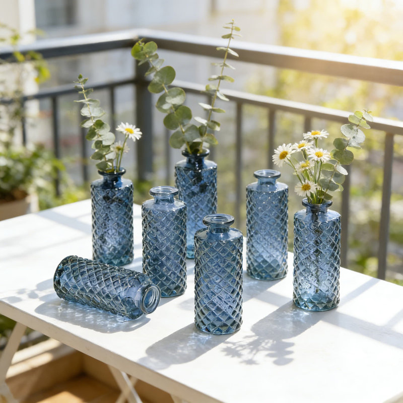 Ensemble de 12 petits vases en verre à motif de losanges pour centres de table, décoration de mariage et décoration intérieure