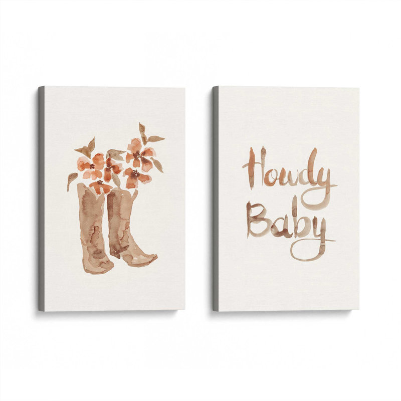 Ensemble de 2 bottes de cowboy en fleurs, H 18 po x l 24 po, Toile tendue