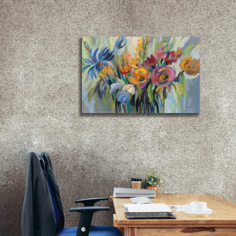Toile épique «Fire Flowers» par Silvia Vassileva, 40 po x 26 po, H 26 po x l 40 po