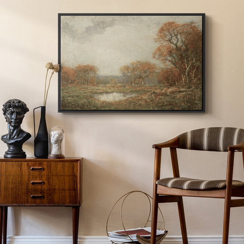 Paysage rétro DCBV, H 27 po x l 41 po x P 2 po, Toile avec cadre flottant noir