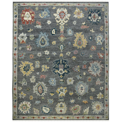 Jaigarh Hand Knotted Wool Geometric Area Rug in Gray