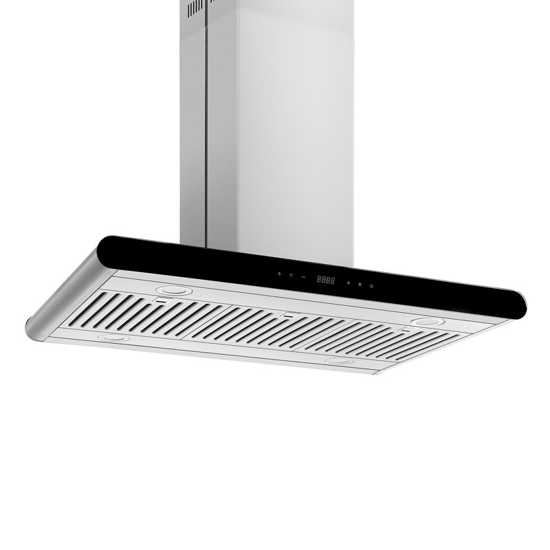 Empava 35.43 " W Stainless Steel 400 CFM Convertible Island Range Hood with Baffle Filter