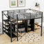 Lit mezzanine en métal avec ensemble de table et garde-robe