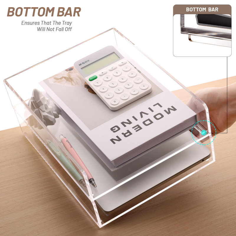 2-Pack Paper Organizer For Desk, Acrylic Stackable Letter Tray, Transparent Paper Tray