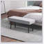 Banc moderne avec repose-pieds, banc de bout rembourré en similicuir de 39,4 po avec pieds en métal et siège rembourré, banc de hall d'entrée rectangulaire, gris