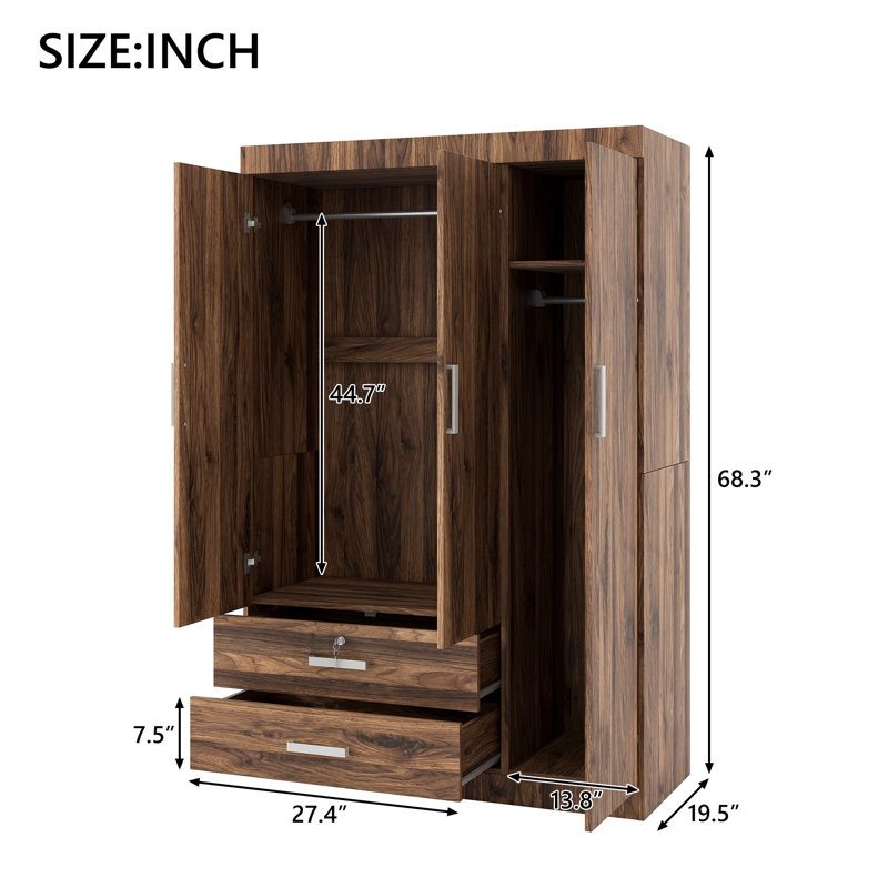 Armoire-penderie à trois portes Baronial, Brown
