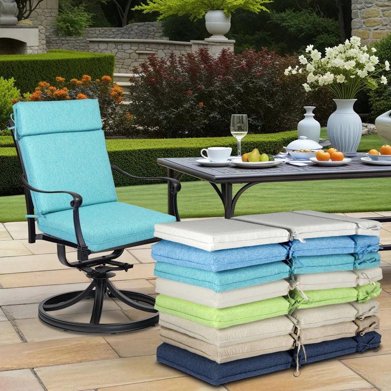 Ensemble de coussins de chaise d'extérieur à haut dossier, L 21 po x P 20 po, Sarcelle