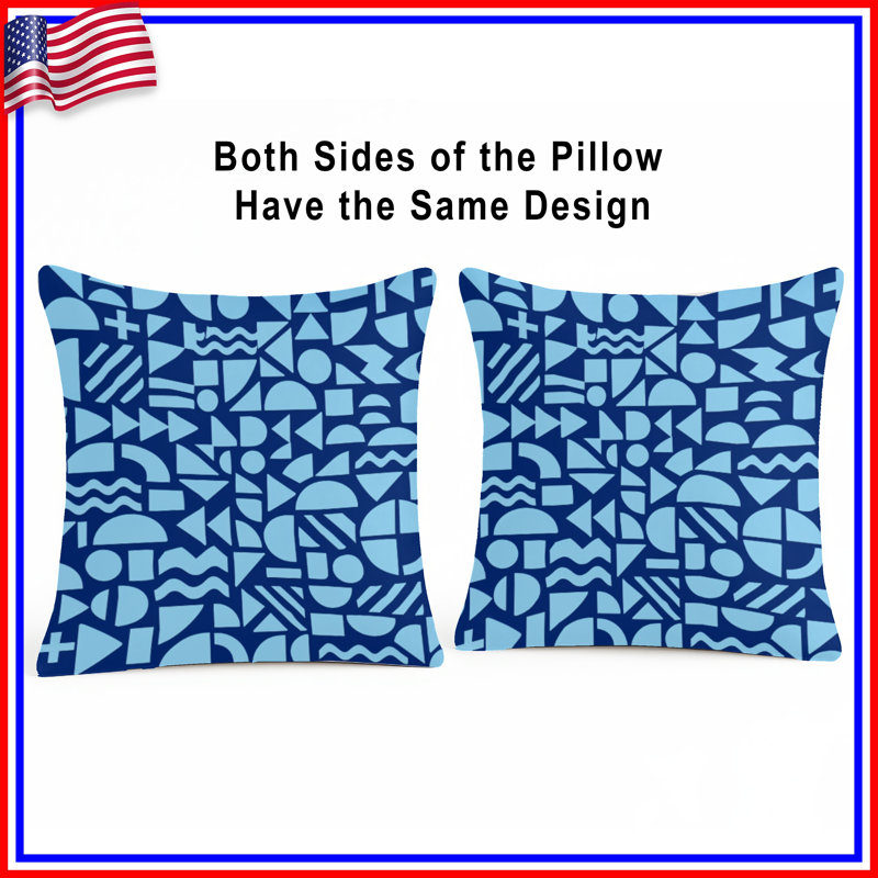 Coussins décoratifs à formes géométriques bleues, 26 x 26 pouces
