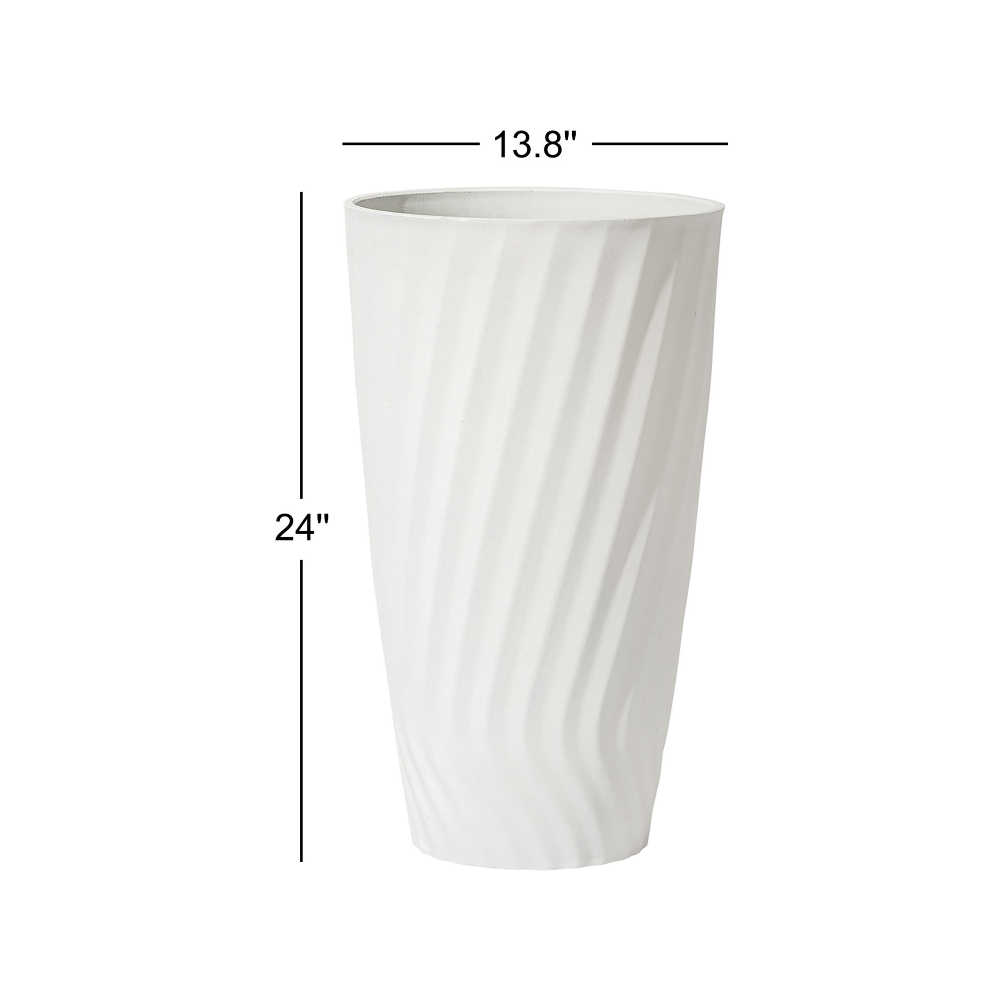 Boynton 24 Inch Tall Planters, Tree Planters with Shelf Insert, Morden Large Round Plant Pots Containers for Indoor/Outdoor Use