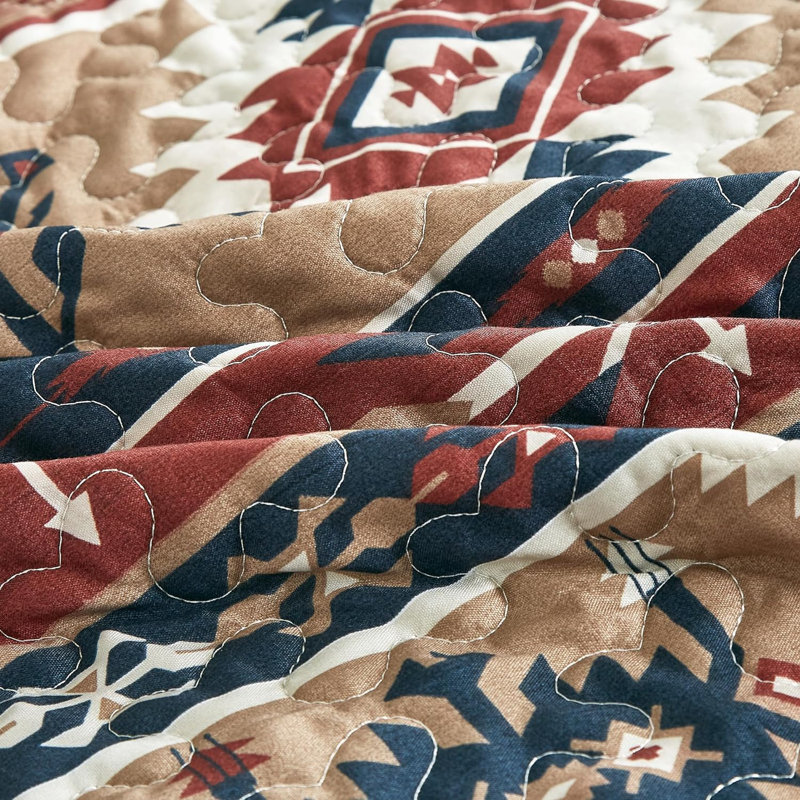 Flint 3-Piece Lightweight Southwestern Rustic Quilt Set, Queen Quilt + 2 Standard Shams
