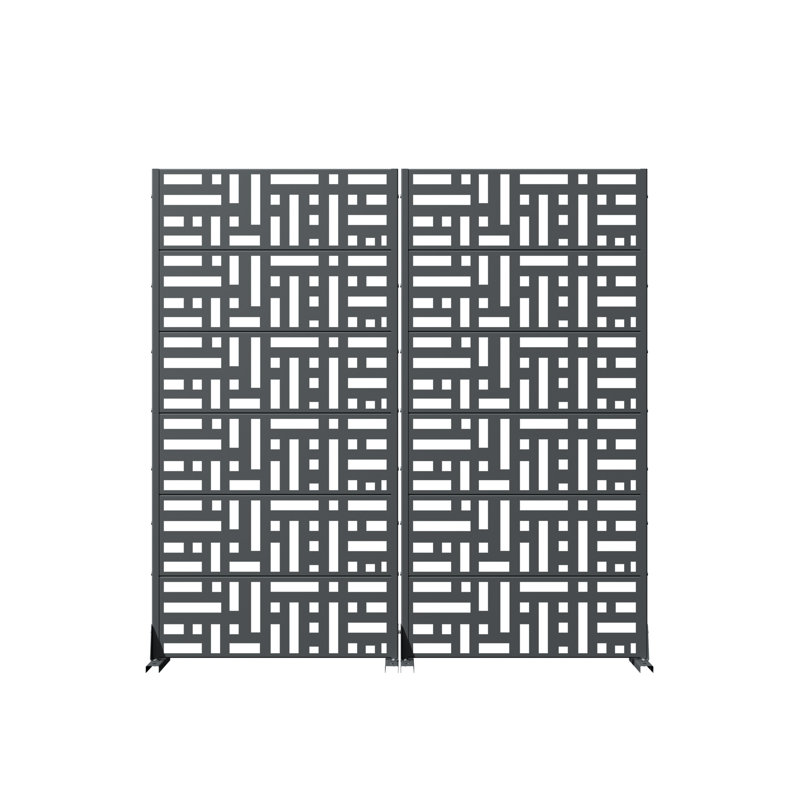 Panneau de clôture en métal pour l'extérieur, 72" H x 70" W x 16" D, Dark Grey