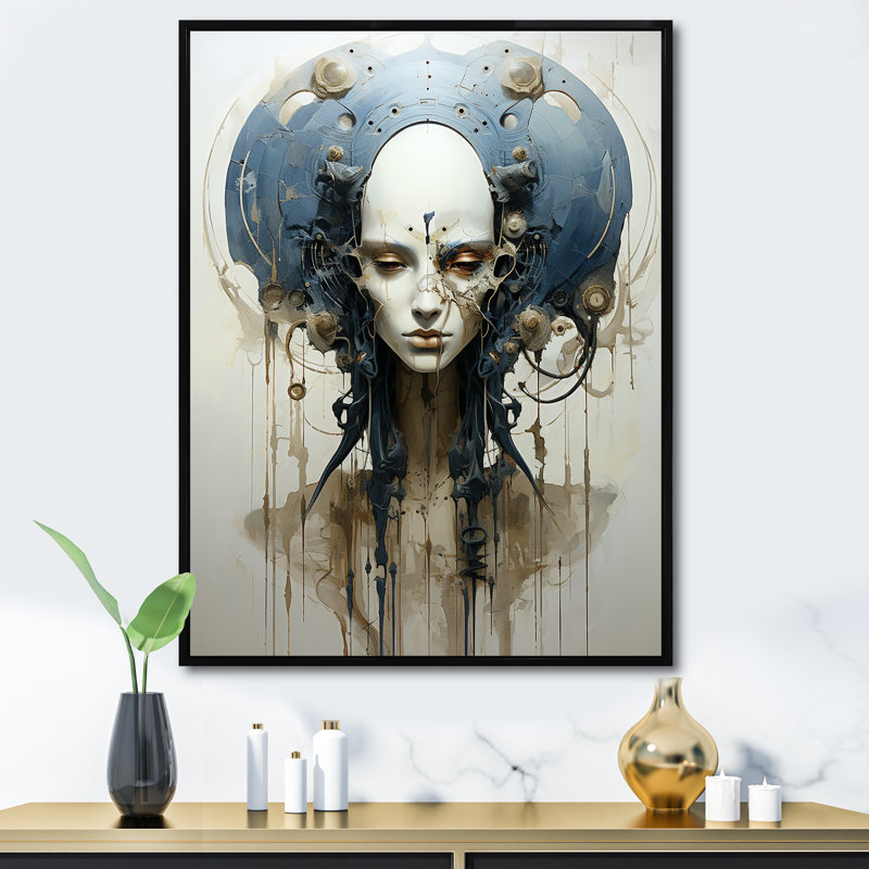 Minimalisme d'extraterrestres sur toile, H 20 po x l 12 po x P 1 po, Cadre flottant noir
