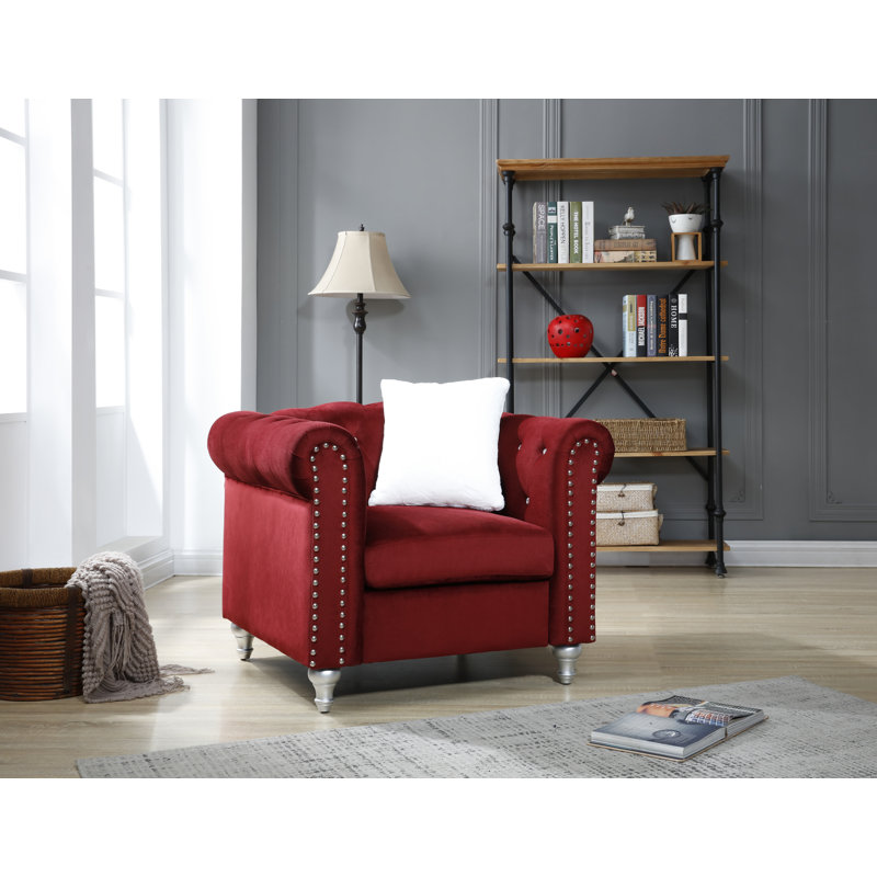 Glory Furniture Raisa Velvet Accent Chair, Burgundy