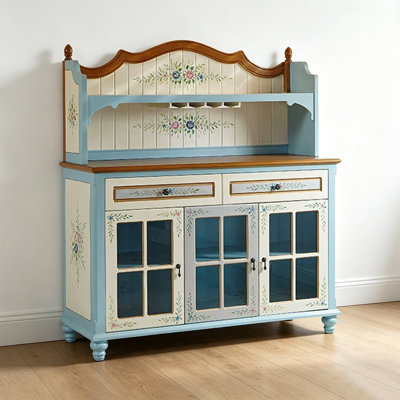 Modern Blue Solid Wood Sideboard