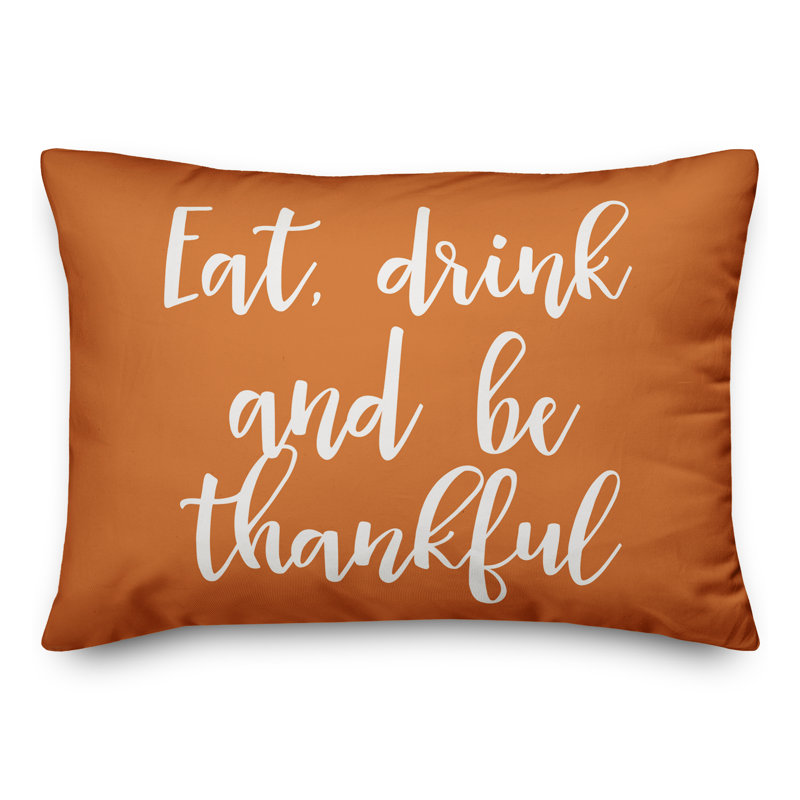 Coussin lombaire Eat Drink and Be Thankful, Orange