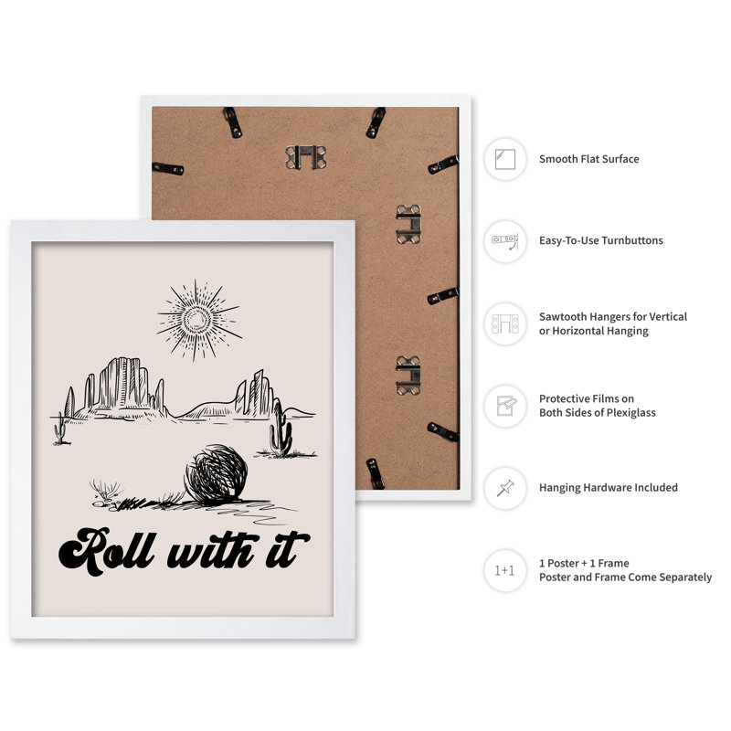 Rouleau beige avec elle, Poster, 18"H x 24"W, White Framed